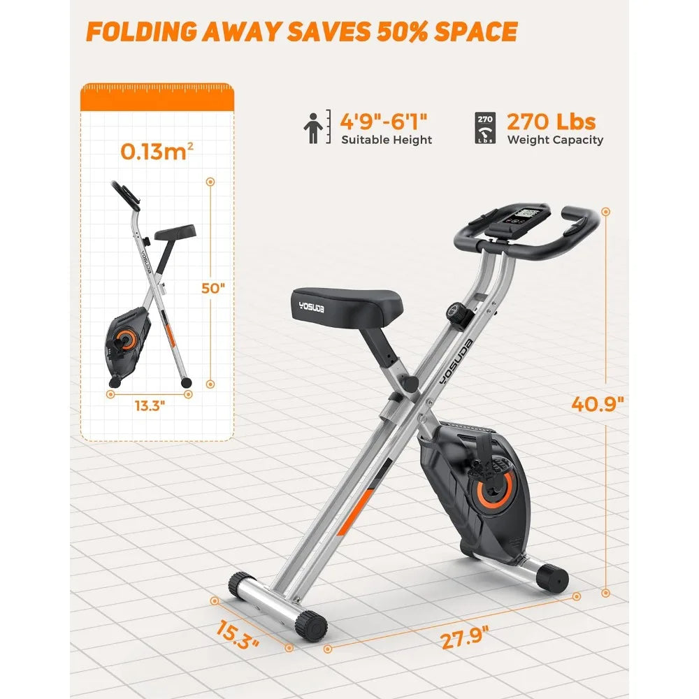 Folding Exercise Bike for Seniors, Magnetic X-Bike for Home