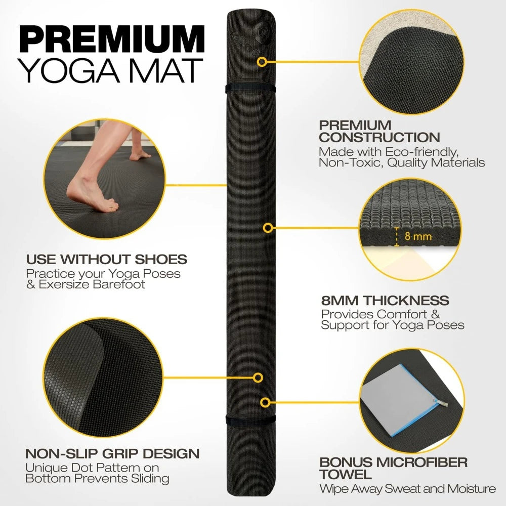 Extra Large Yoga Mat 8mm Extra Thick, Durable